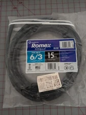 Southwire 15 ft. 6/3 Black Stranded Romex SIMpull