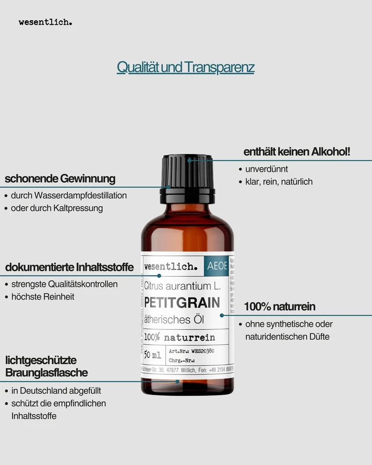 Petitgrain 50ml - ätherisches Öl von wesentlich. - 100% naturrein - Glasflasche - Bild 4 von 4
