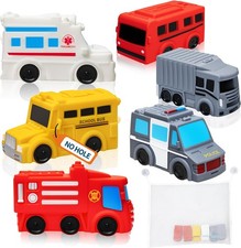 Mold Free Bath Toys, 6 Packs No Hole Baby  Toddler 6 Colors Cars - 01