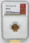 2026 Eagle 1/10 oz Gold $5, NGC MS 69,  The Official Red Book Label - #B59670
