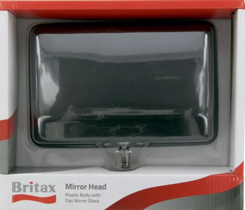1441122 Britax Mirror Head Black Plastic Flat 232x152mm 8mm Mount Hole Utes 4WDs