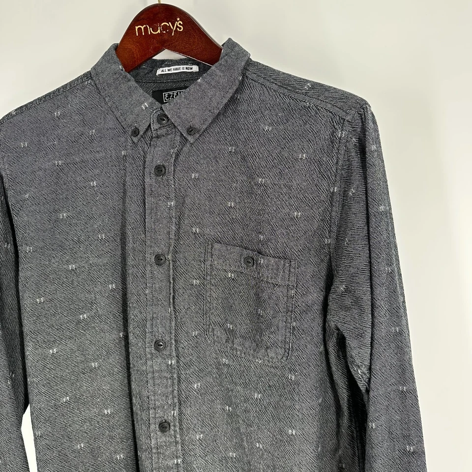 EZEKIEL Herringbone Western Classic Button Down Shirt Heather Gray Size S - Image 2 of 4