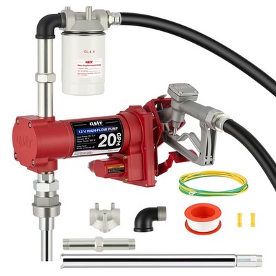 OMT 20GPM 12V Fuel Transfer Pump DC Gasoline w Filter&Nozzle Gas Diesel Kerosene