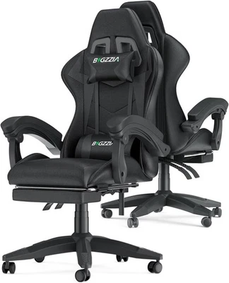 Bigzzia Gaming Chair Leather PU Office Chair Recliner Swivel Seat with Footrest