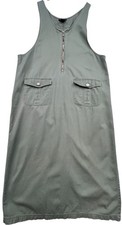 Baccini Womens Zip Up Cargo Midi Minmialist Dress Size 16W Olive Green Pockets
