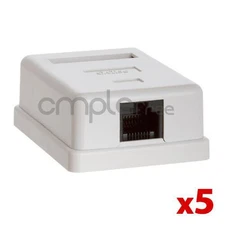 Single Hole Surface Mount Box Keystone Jack Cat5 Cat5e 1 Port Lot of 5 NEW