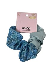 Scunci Blue Paisley Satin Scrunchie Ponytail Holder Preppy Boho Hair