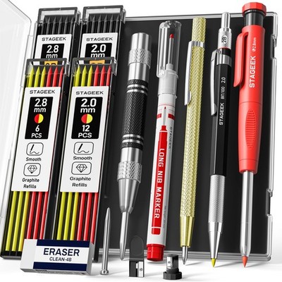 STAGEEK 14 Pack Carpenter Pencil Set with Sharpener, Mechanical Carpenter Pen...