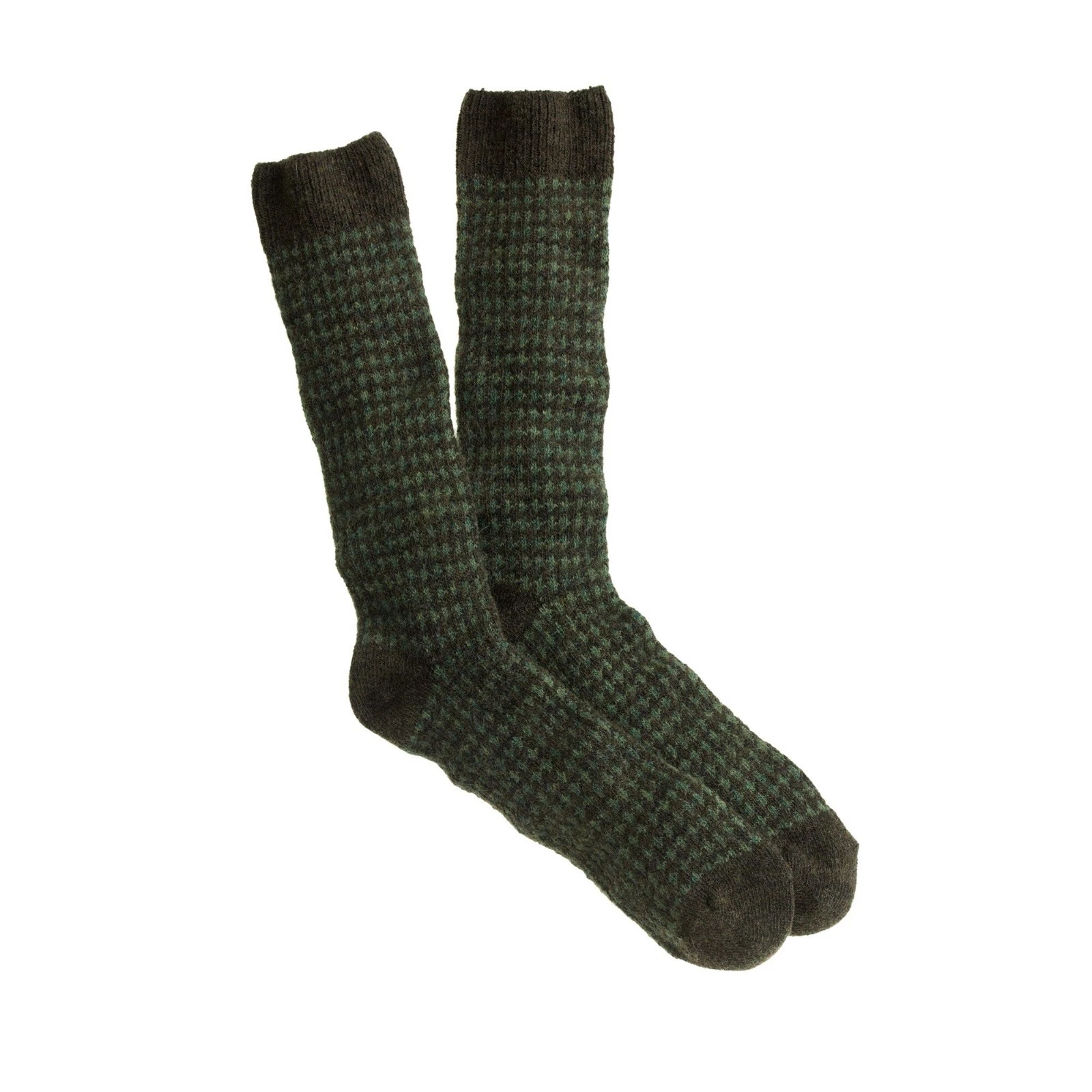 J.Crew Wool-Nylon Houndstooth Socks | Olive