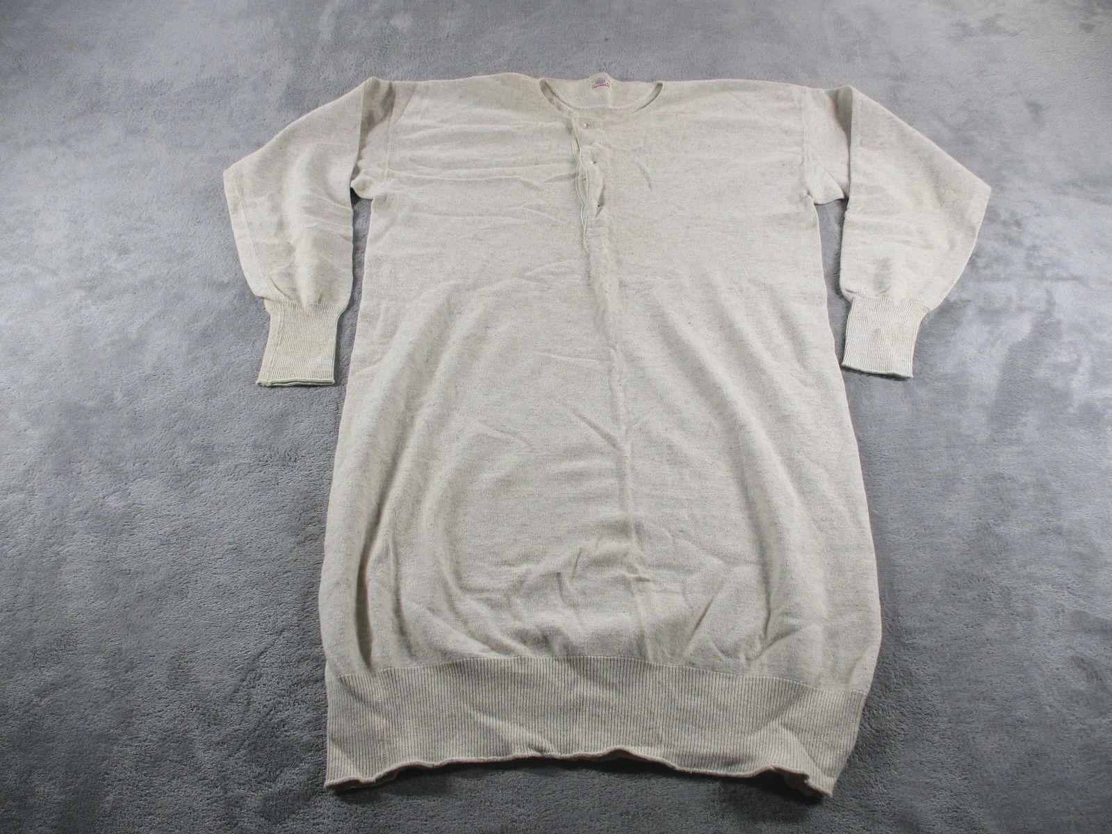 Vintage Winsted Long Johns Mens 48 Beige Thermal Knit Union Suit Underwear