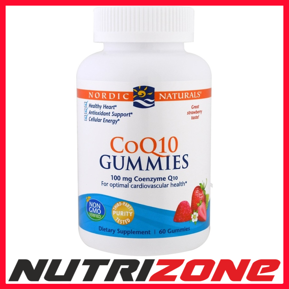 Nordic Naturals CoQ10 Gummies 100mg Cardiovascular Health, Strawberry 60 gummies
