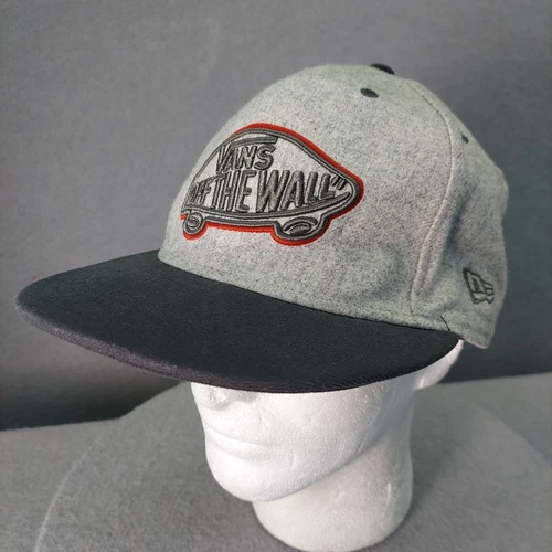 Vans Off The Wall Hat Cap Fitted 7 1/2 Gray Wool 3D Embroidered Logo New Era