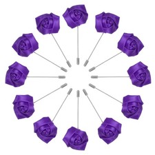 12-Pack Rose Boutonnieres, Groom Boutonnieres, Lapel Pin Boutonnieres for Men...