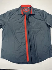 Flex Men’s 4XL Black Red Contrast Button Up Shirt Short Sleeve