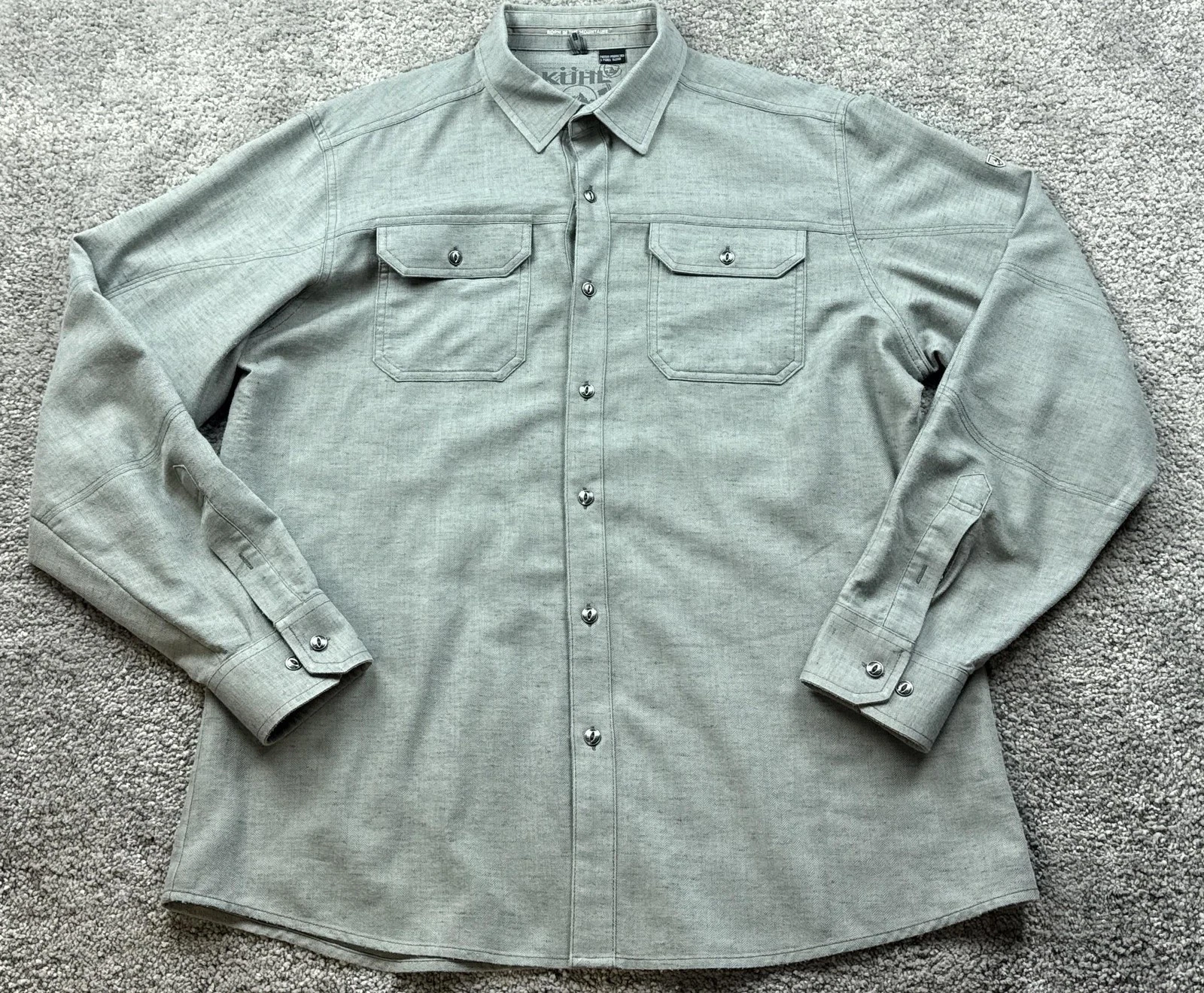 Kuhl Shirt Mens Large Gray Long Sleeve Snap Button Front Outdoor Hiking
