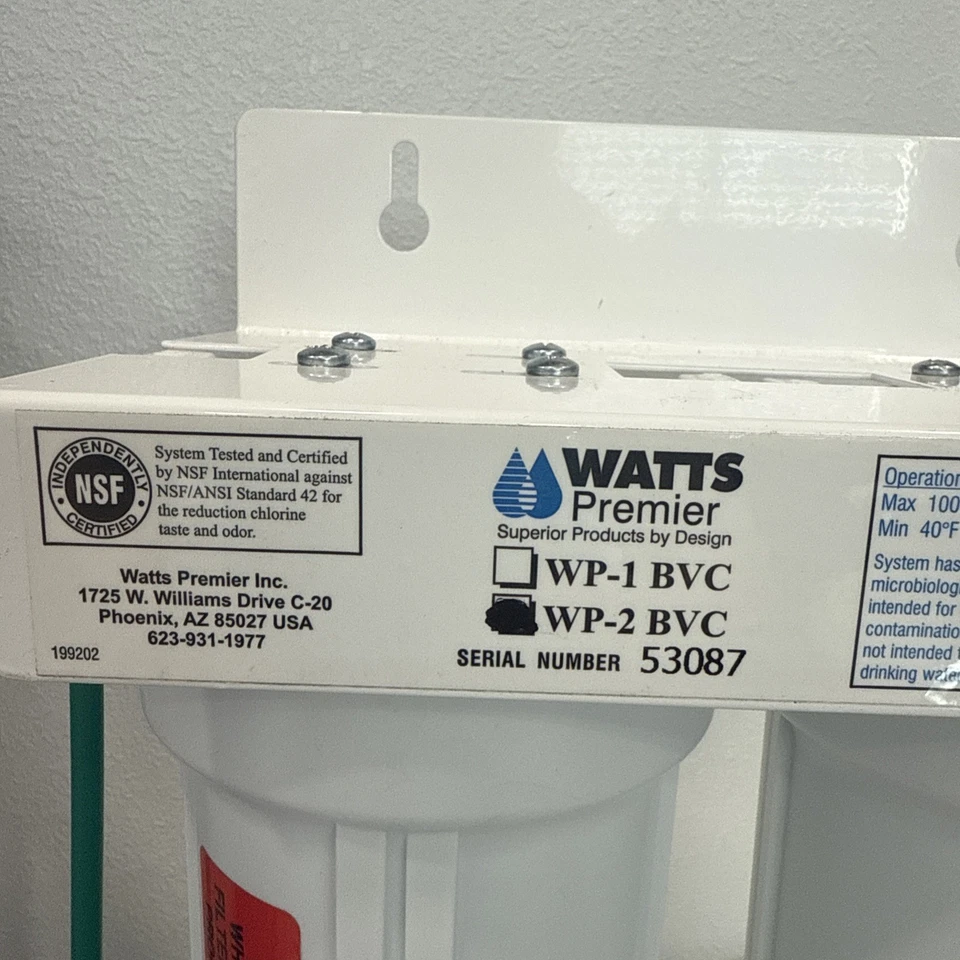 Sistema de filtración de agua Watts Premier WP-2 BVC nuevo filtro incluido Foto 3 de 4
