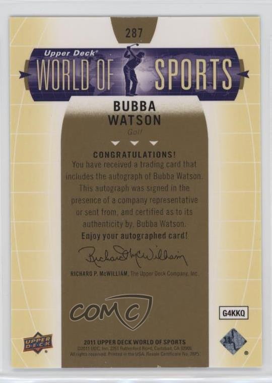 2011 Upper Deck World of Sports Auto Bubba Watson #287 Auto i4v