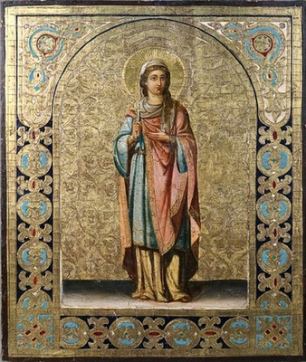 Holy Martyr Faina of Ancyra (Corinth). Wooden orthodox icon