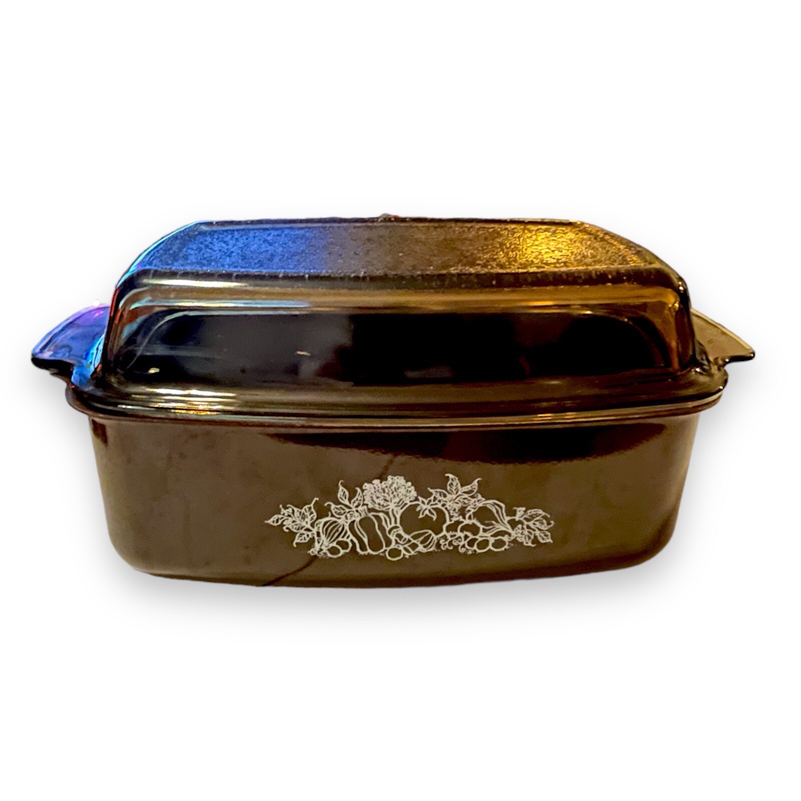 Vintage West Bend Slo Cooker 4 Qt Pot 84114 Brown Vegetables Crock w/ Amber Lid