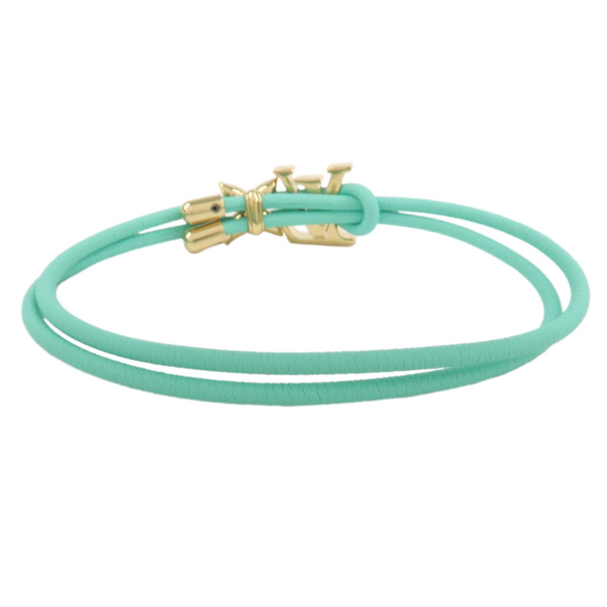 [SALE]ヴィトン Vuitton ブレスレット LV ブルーム Blue lagoon Authentic Louis Vuitton LV Bloom Leather Bracelet Blue