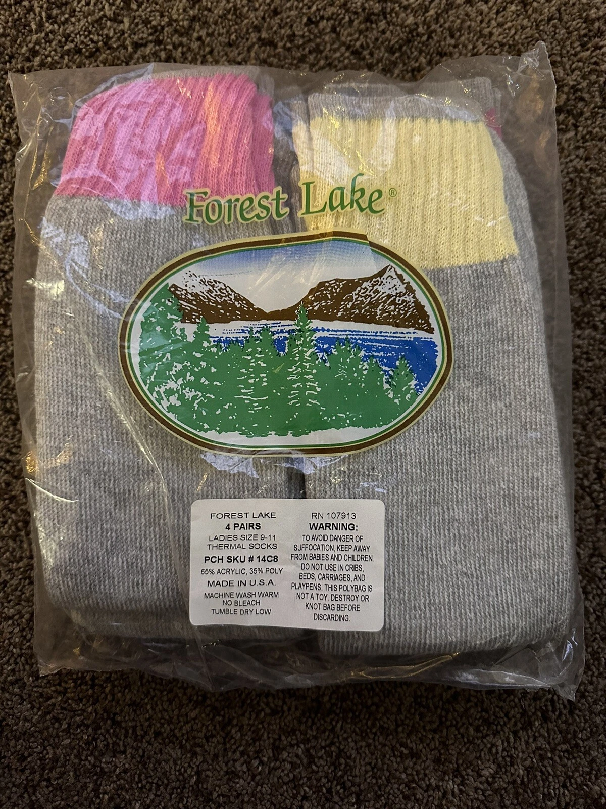 Vintage Forest Lake Mens Thermal Socks Size 10-13 Made In Usa 4 Pairs