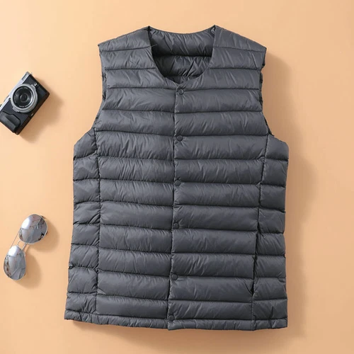 Men's Collarless Down Vest V-neck Light Down New Jacket Warm Jacket M-3XL - Picture 16 of 18