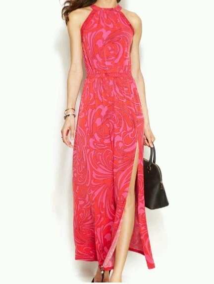 Nuovo! Maxi abito MICHAEL Michael Kors in vita smock con stampa taglia large*