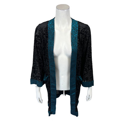 LOGO Lavish by Lori Goldstein Burnout Velvet Open Front Duster Top X-Small Size