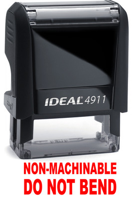 NON MACHINABLE DO NOT BEND - Ideal 4911 Self Inking Rubber Stamp - RED INK