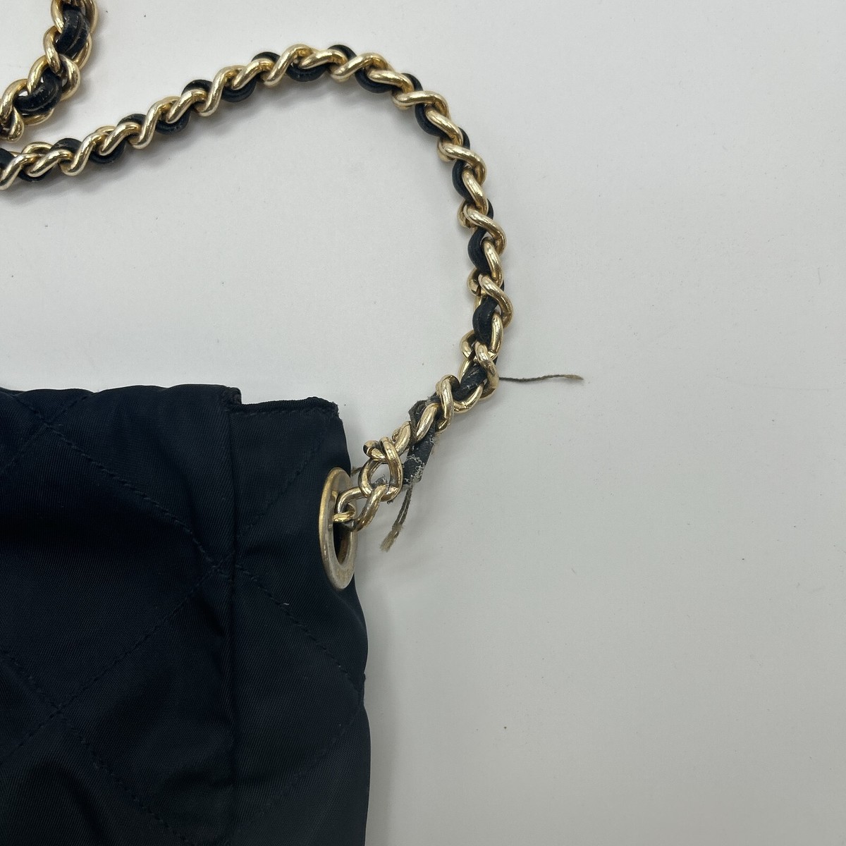 PRADA Quilted Tessuto Nylon Gold Chain Flap Tote Shoulder Bag