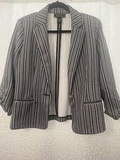Stripped Gray Women  s Blazer Size Medium