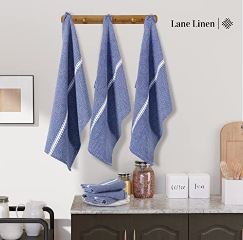  Kitchen Towels Set - 100% Pure Cotton Dish Towels for 6-Pack Blue Chambray