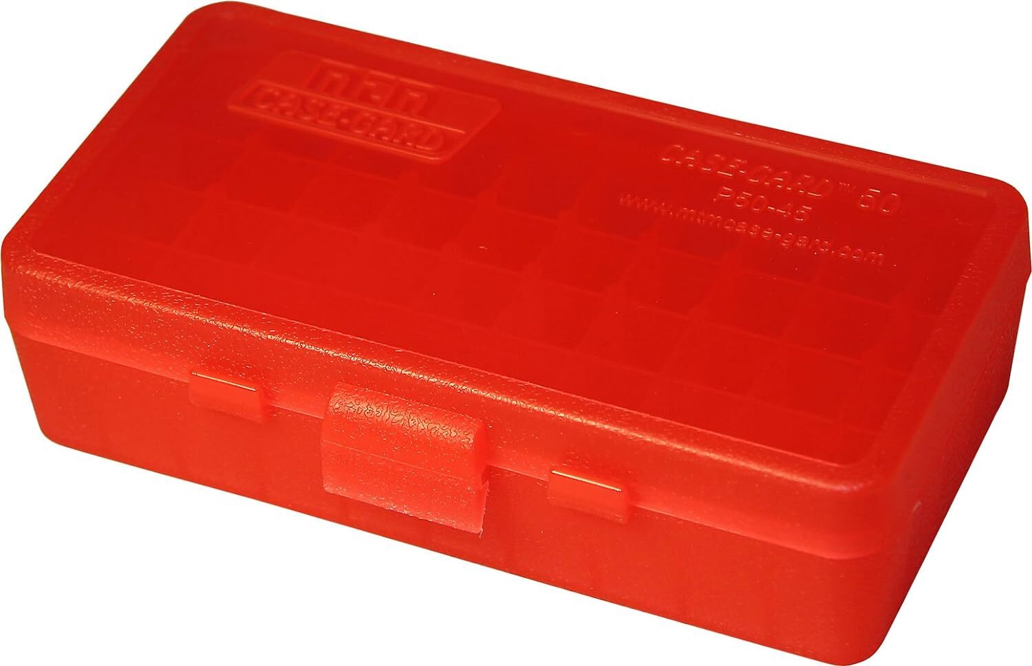 MTM 40/45/10MM Cal 50 Round Flip-Top Ammo Box 50 Round, Clear Red