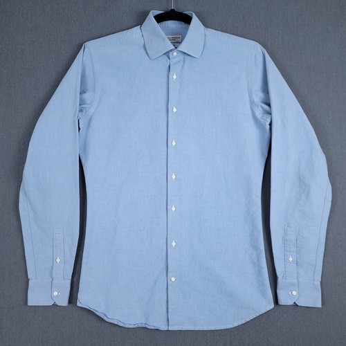 Spier & Mackay Dress Shirts Men Large Blue Premium Cotton Custom Fitted Handmade