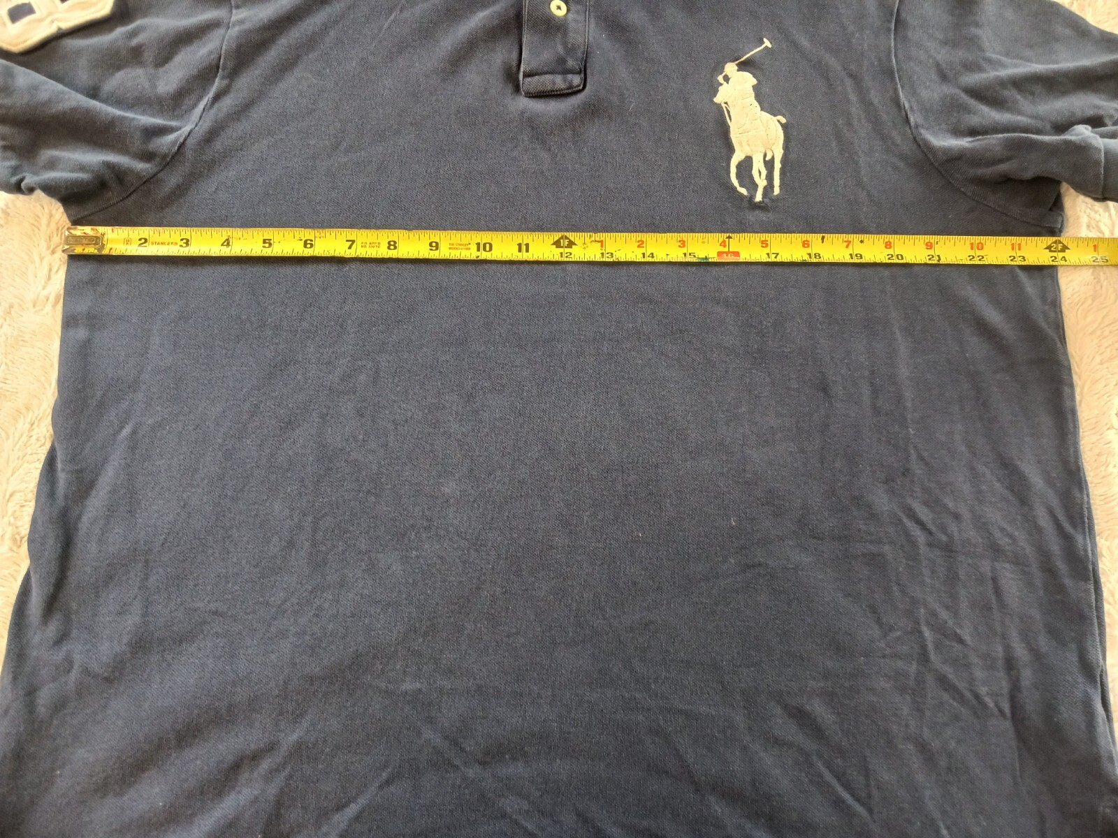 Polo Ralph Lauren Custom Fit Uomo Taglia XL Big Pony Camicia Collo Blu Navy 3