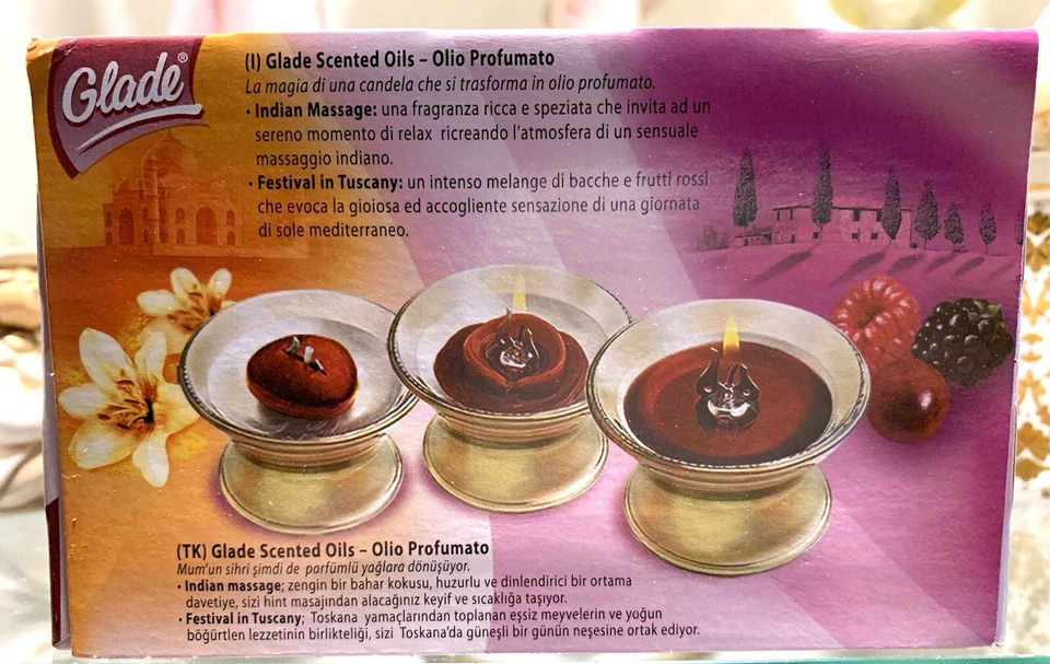 GLADE SCENTED OILS OLIO PROFUMATO BASE IN VETRO +2 RICARICHE SCENTED OILS CANDLE Foto 2 de 3