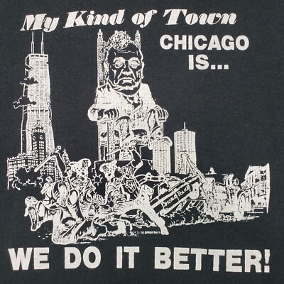 Vintage 80s Chicago Police Brutality Skyline T-Shirt Large Single 