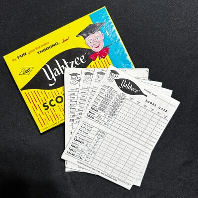 Vintage 1956 Yahtzee Score Pads, E.S. Lowe in ORIGINAL BOX