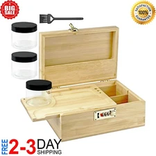 Bamboo Box with Combination Lock Smell Proof Stash Box Organizer Set NEW 2025