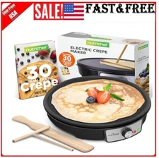 Máquina De Crepe Eléctrica Plancha Para Crepas, Ajustable Temperatura, Blintzes