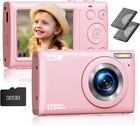 Digital Camera 4K 64Mp with 32Gb Card, Point and Shoot Digital Camera (Pink)