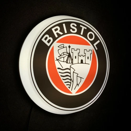BRISTOL CAR BADGE LED WALL LIGHT SIGN GARAGE VINTAGE AUTOMOBILIA AUTO BULLET V8 - Picture 2 of 12