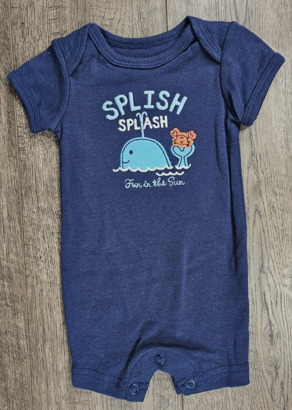 Baby Boy Clothes Nwot Carter's Newborn Blue Splish Splash Whale Romper Outfit