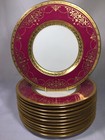 (12) Minton Gold Encrusted Ruby 8.75 Inch PLATES K317 for Davis Collamore, NY
