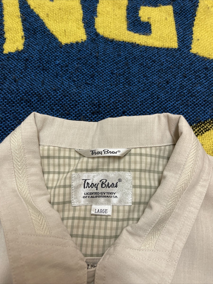 TROY BROS jacket Zip Ivory Off White Yellow Large Long Sleeve | eBay