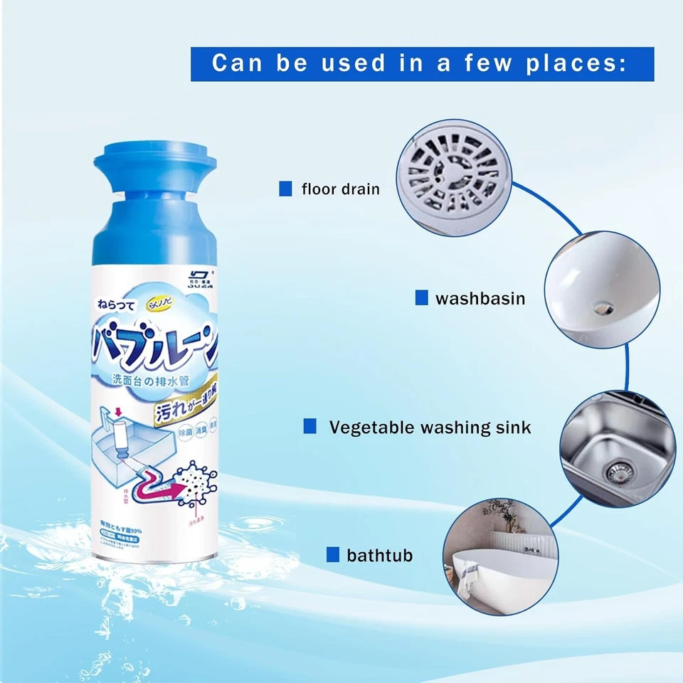 HERIOS 450ml Bubble Foaming Cleaner For Drain Pipe Sink Cleaning Toilet (1pc) - Image 3 of 4