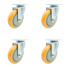 5 Inch 316SS Yellow Polyurethane Wheel Swivel Top Plate Caster Set