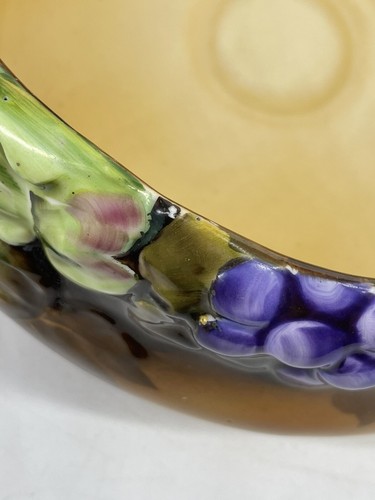 Noritake Morimura Hand Painted Porcelain Bowl Grapes Majolica Handle Antique - Picture 11 of 13