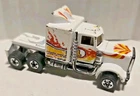 Vintage 82 Malaysia Mattel Hot Wheels White Long Shot Semi Truck Blackwall Tires
