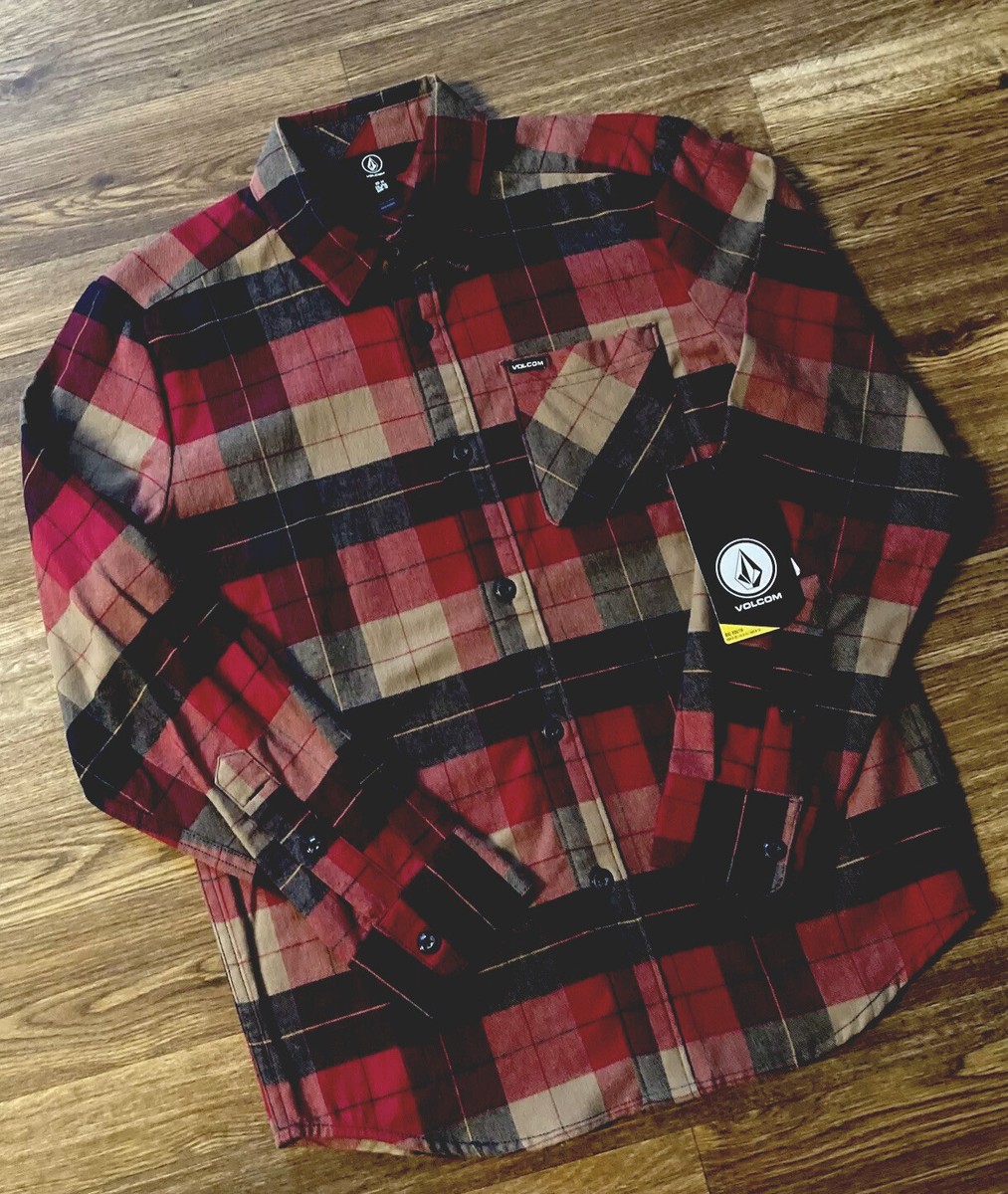 Chemise Volcom Jeunesse Flanelle Rouge Taille M - Motif à Carreaux, Vintage, Occasion Très Bon état